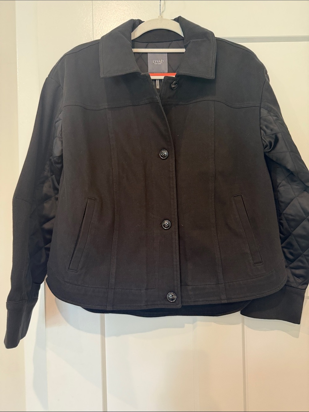 Lysse Black Quilted-Sleeve Utility Jacket